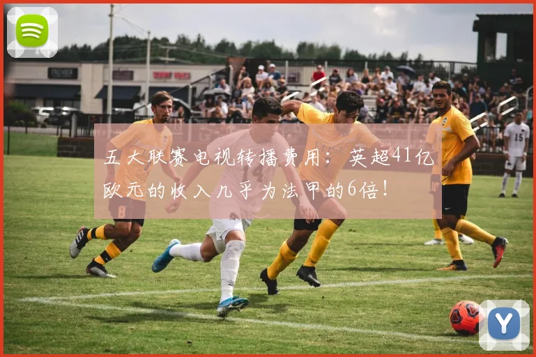 五大联赛电视转播费用：英超41亿欧元的收入几乎为法甲的6倍！